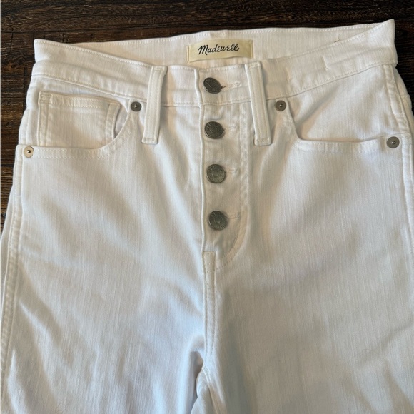 Madewell 10" High-Rise Skinny Crop Jeans Pure White Button-Front Edition Size 26 - Picture 8 of 14